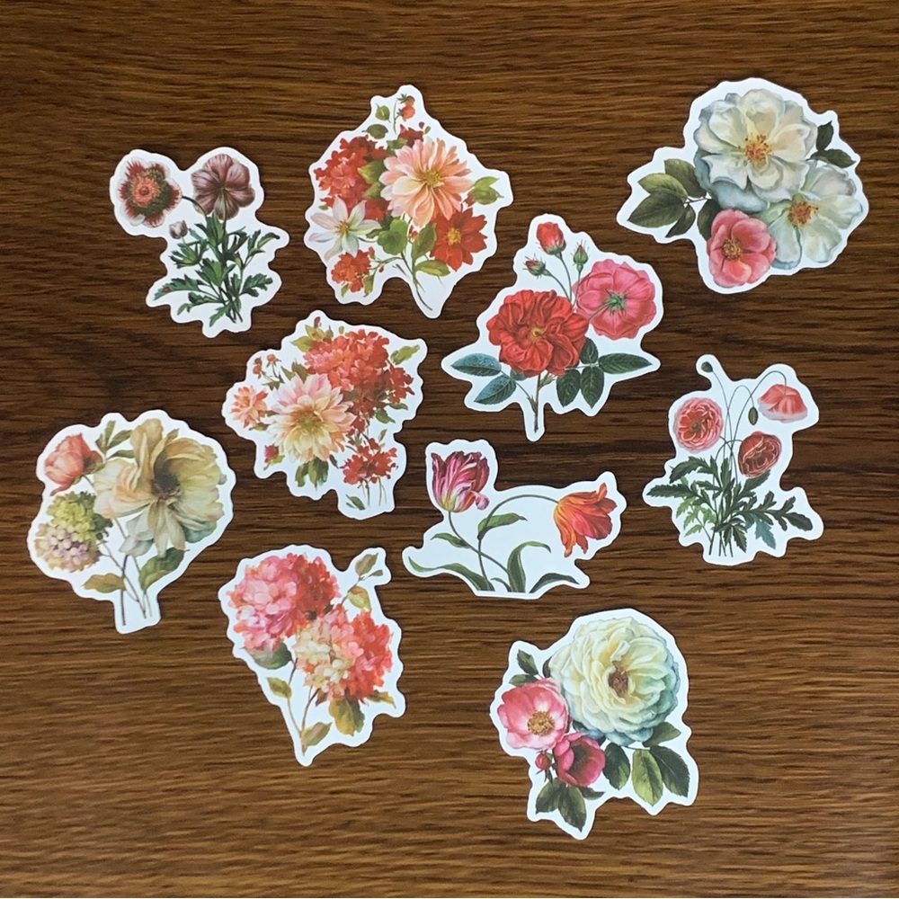 NEW Assorted Stickers Floral, Pink, White, Red Flowers, Scrapbooking, Journaling